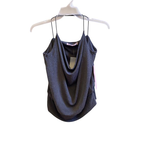 Shimmering Gray Glitter Cowl Neck Spaghetti Strap Tank Top XL By Crave Fame - Picture 2 of 4